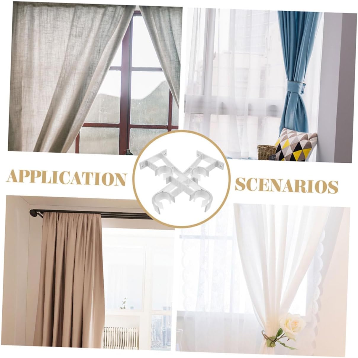 ORFOFE 6pcs Double Curtain Rod Brackets Sturdy Metal Holders for Wall Mount Versatile Installation for Bedroom Living Room and Patio Curtains