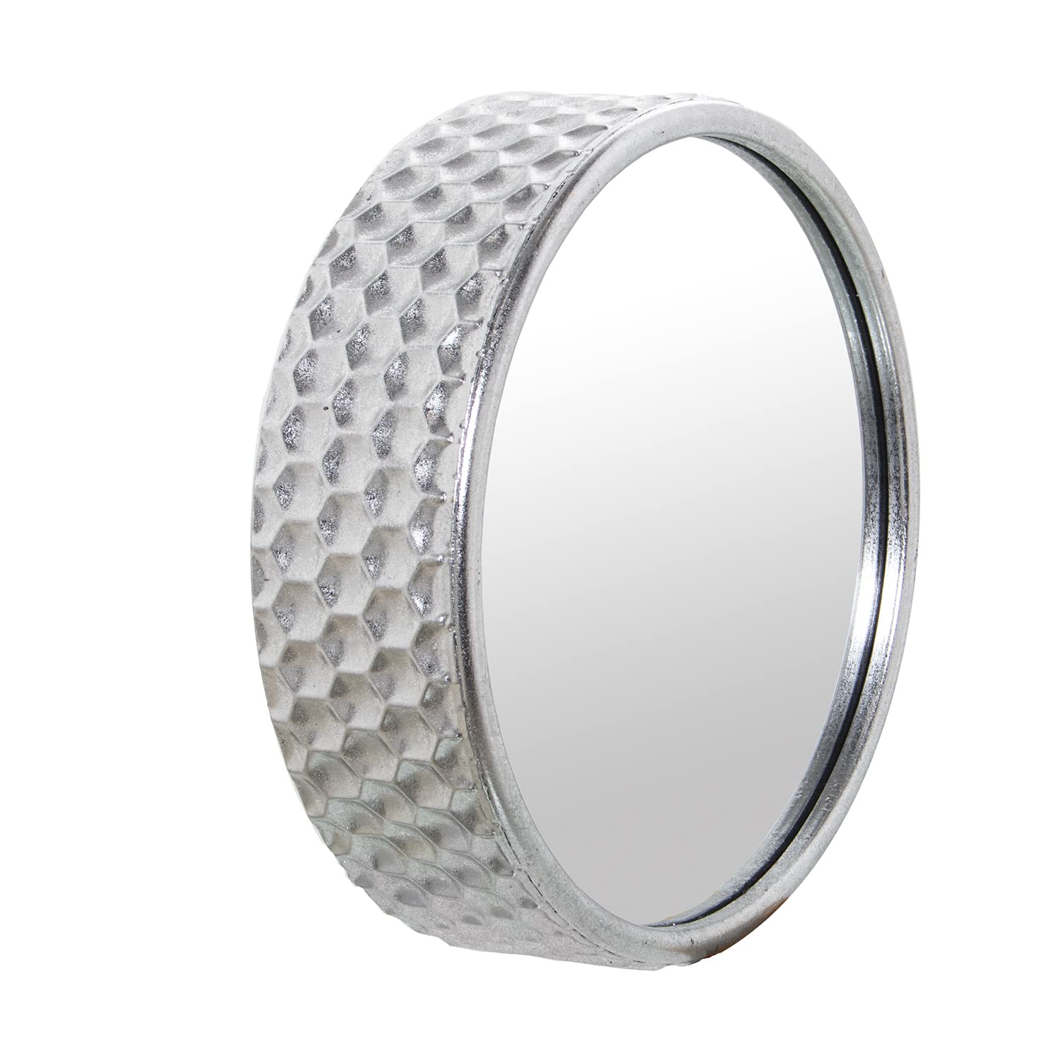 Miroir métal argenté rond 30cm et 27,5cm pour décoration murale salon et chambre