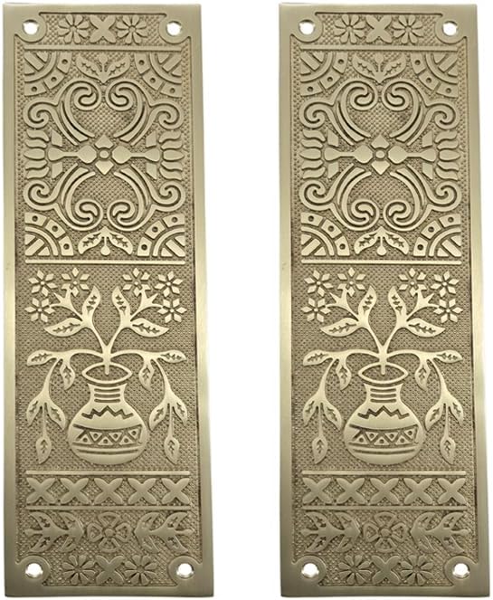 Adonai Hardware Decorative Brass Push Plate (9.9 Inch "Melchizedek" x 2 Pack, Satin Brass)
