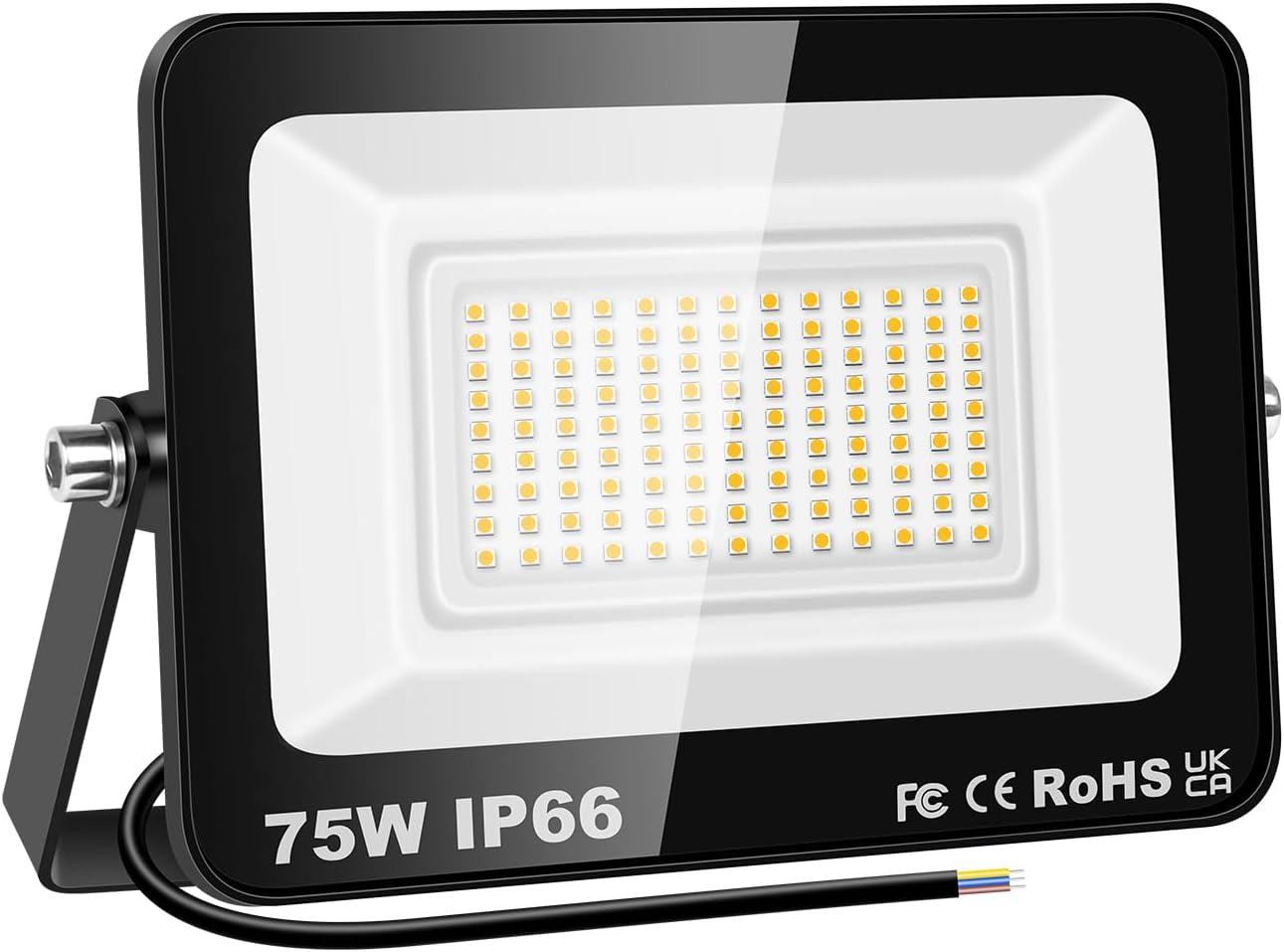PICAA 75W LED Flood Lights Outdoor, Super Bright Security Lights, IP66 Waterproof Floodlight, Warm White (3500K) Wall Light, Perfect for Garden, Yard, Garage, Patio,Warehouse, Parking Lot [Energy Class E]