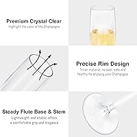 Vista 4 de Vasos irrompibles de plástico Tritan para copas de champán – Juego de 4 copas de cóctel de mimosa de plástico reutilizable de 5.5 onzas para fiestas