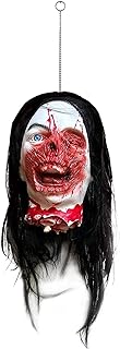 Cafele Halloween Cut Off Head Prop with wig Bloody Creepy Scary Zombie Latex Hanging Severed Head Halloween Party Cosplay