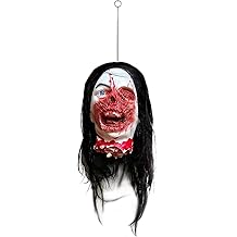 Halloween Cut Off Head Prop with wig Bloody Creepy Scary Zombie Latex Hanging Severed Head Halloween Party Cosplay