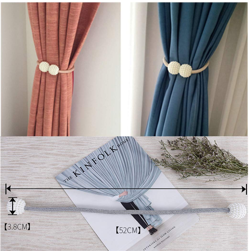 Fermi Per Tende Magnetici Moraphee - 2 Pezzi, Nastro Seta Rosa, 40cm - Foto 3