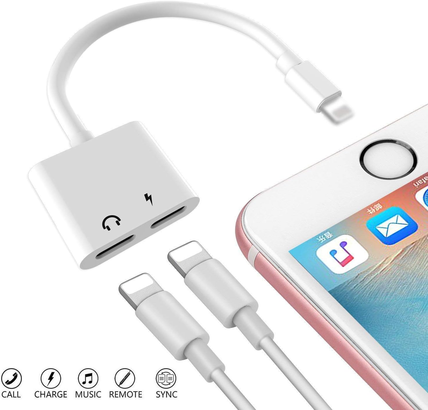 MAZIORT Adapter Splitter Earphone Jack Audio Charger Cable