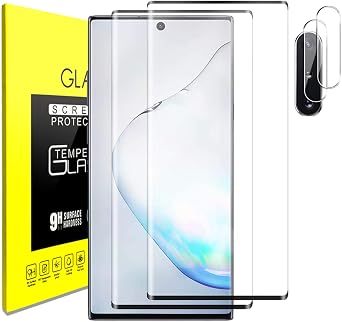 Samsung Galaxy Note 10 Tempered Glass Screen Protector with Camera Lens Protector [3D Curved] [Fingerprint unlock] Clear Full Screen Coverage Protector for Samsung Note 10 6.3 inch [2+2 Pack]