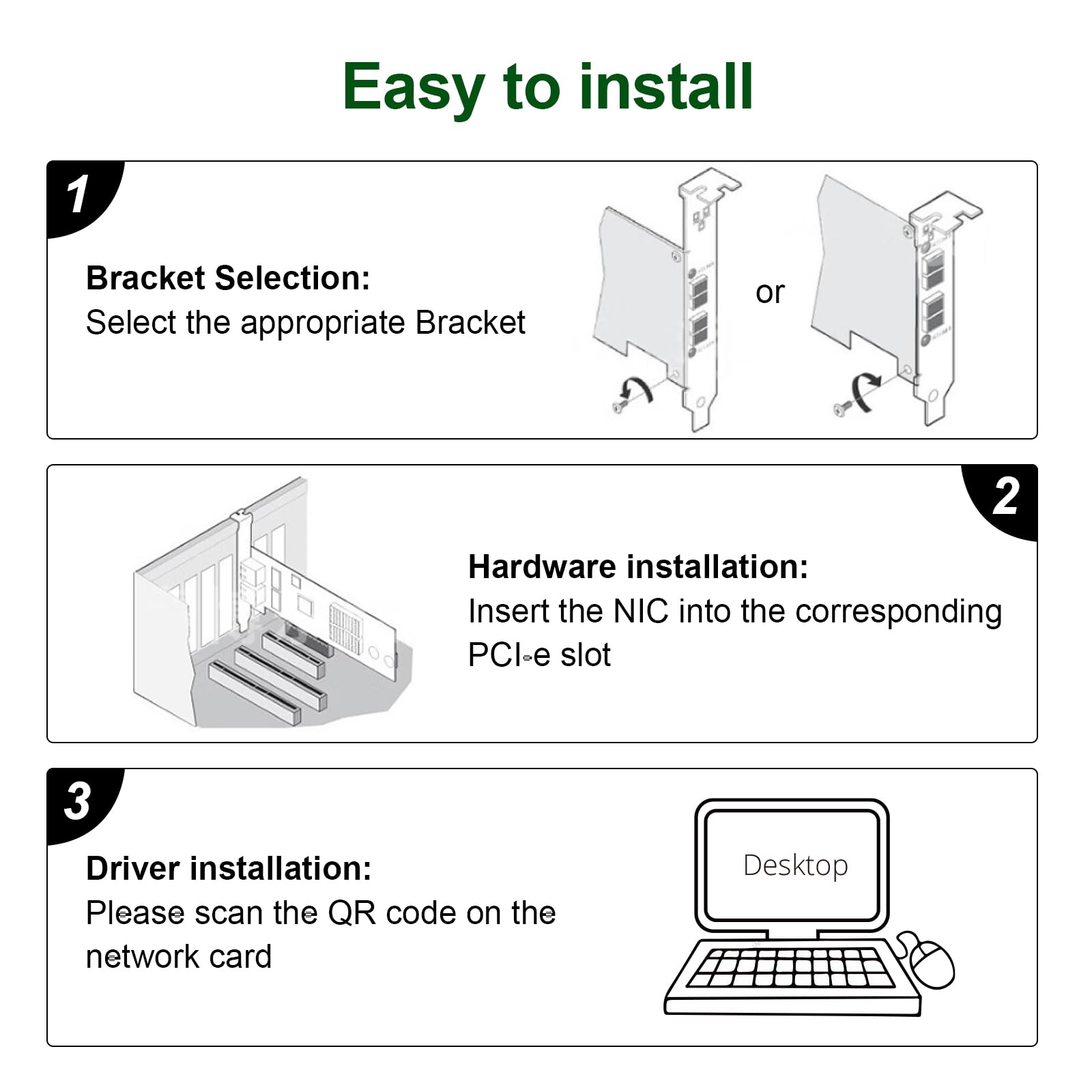 REDLUX Carte réseau PCI-e 10/100/1000 Mbps (NIC) avec puce Intel 82576EB, double ports RJ45, comparé à Intel E1G42ET, PCIE 2.0 X1, compatible Windows/Windows Server/Linux/Vmware Esxi