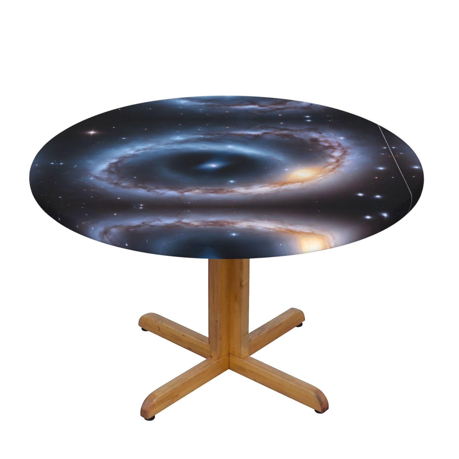 ESNAIUVCD Galaxy print Waterproof Round Tablecloth,Outdoor Table Cloth with Elastic Edged, Elastic Tablecloth Wipeable, Garden Table Cloth Suitable for sizes 90cm-140cm