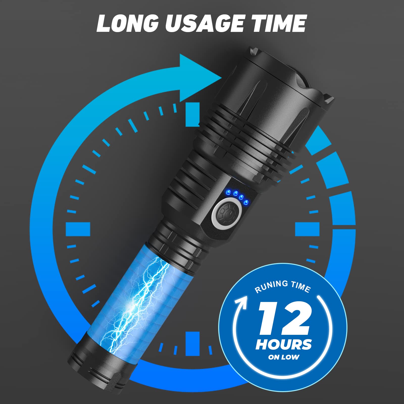 ALSTU Rechargeable Led Flashlights High Lumens - 900,000 Lm Brightest High Powered Flash Light for Camping, 5 Modes with Long Runtime, IPX6 Waterproof with Cases for Emergency