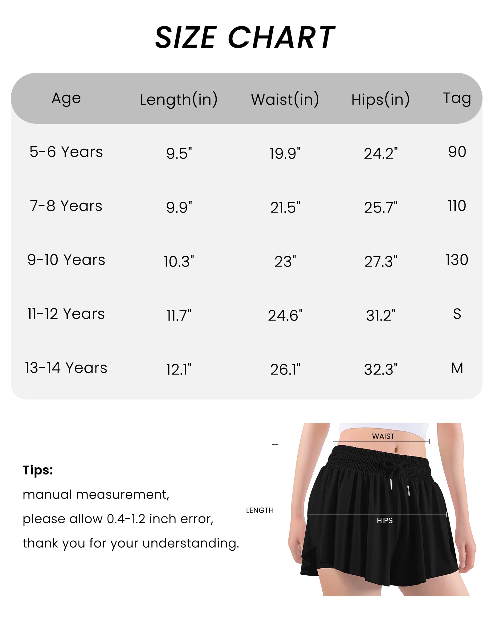 Auranso Pantalones cortos de mariposa para niñas, pantalones cortos fluidos con bolsillo, ropa deportiva 2 en 1, para correr, gimnasio, ropa preparada