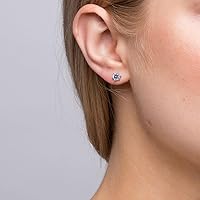 Vista 6 de Aretes de plata de ley 925 con diamante de imitación con circonita cúbica, cierre de rosca