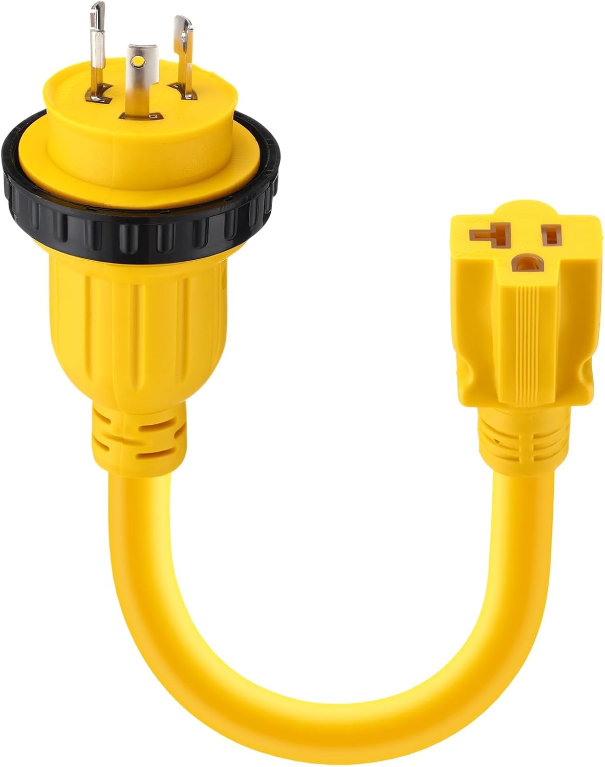 Kanayu 20FT 30 Amp to 15 Amp Marine Shore Power Adapter Extension Power Cord Compatible with NEMA L5-30P to 5-15/20R 10AWG 30Amp to 20Amp T Blade Marine Plug 125V Household Outlet Pigtail Boat Adapter