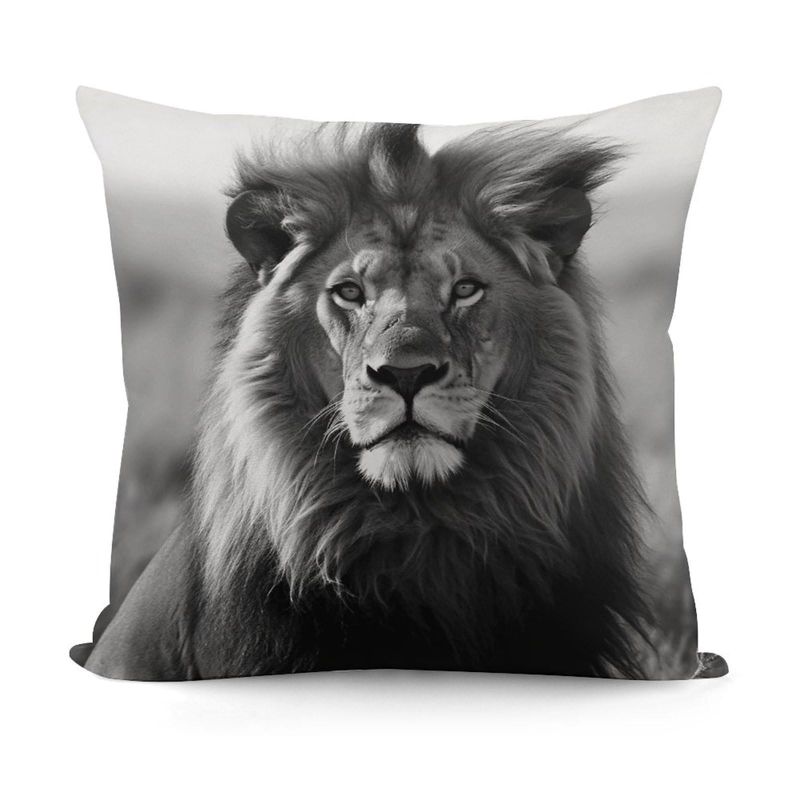 VstaDank African Lion Black and White Throw Pillow Cover Soft Square Cushion Cover Art Artwork Pillow Covers Mordern Couch Pillow Covers Decorative Cushion Case for Chair Couch Bedroom Living Room