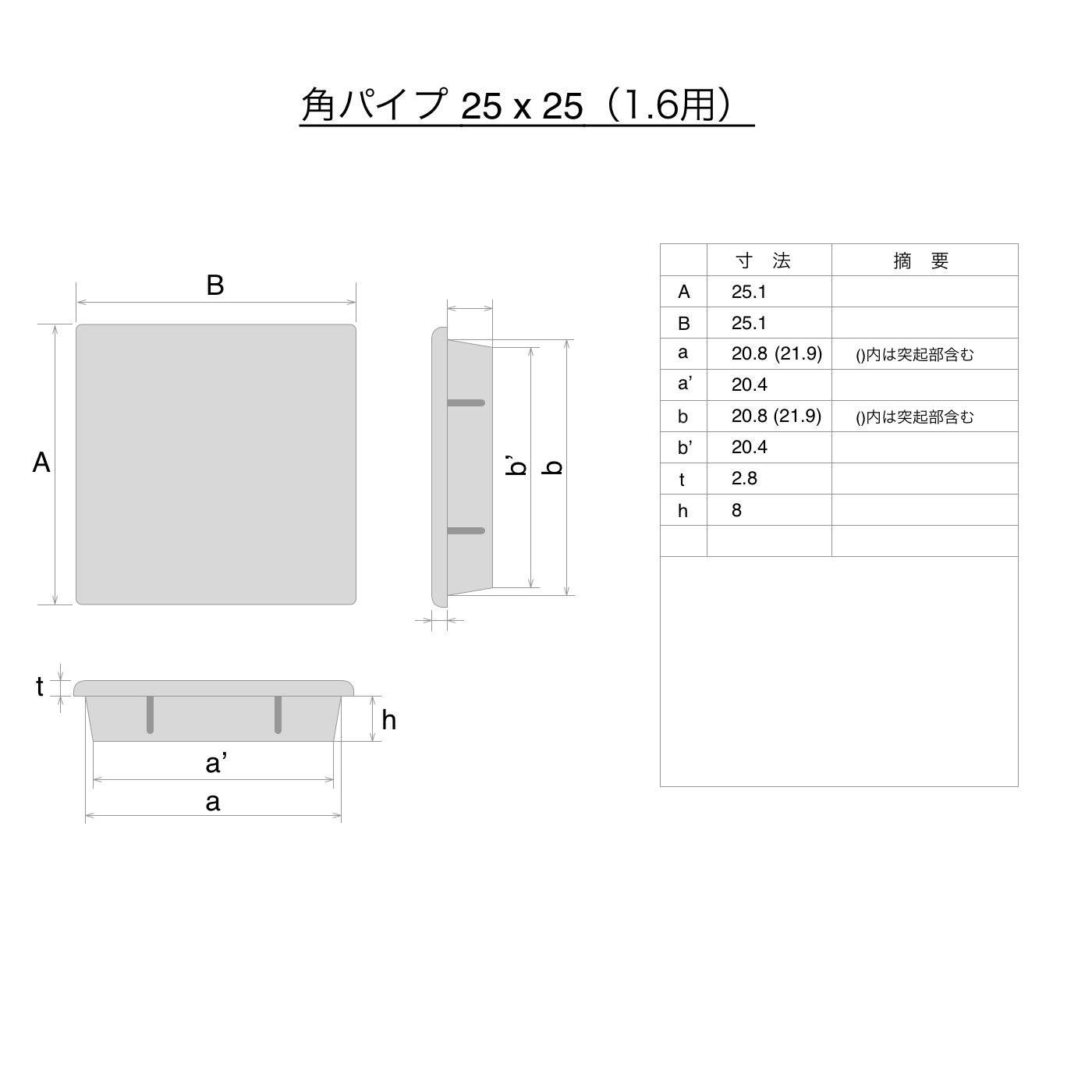 Amazon.co.jp: ライトキャップ 鉄角パイプ 1.6mm x 25mm x 25mm