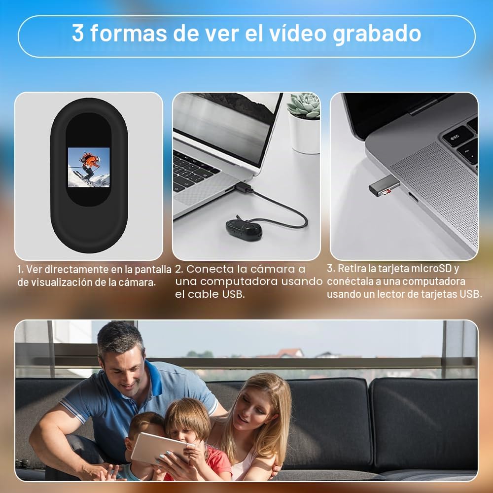 TKMARS Mini Cámara Deportiva 1080P HD, Cámara de Bolsillo Portátil con Lente Gran Angular de 120°, Micrófono Integrado, Grabadora de Video y Audio, Cámara de Vigilancia para Animales, Bicicleta, Viaje