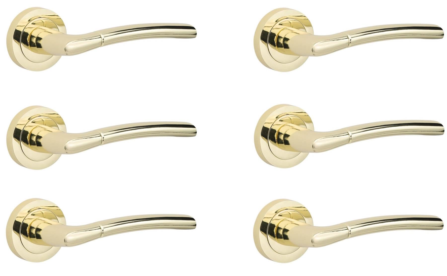 Golden Grace Indiana Brass Door Handle Pair 6 Pack
