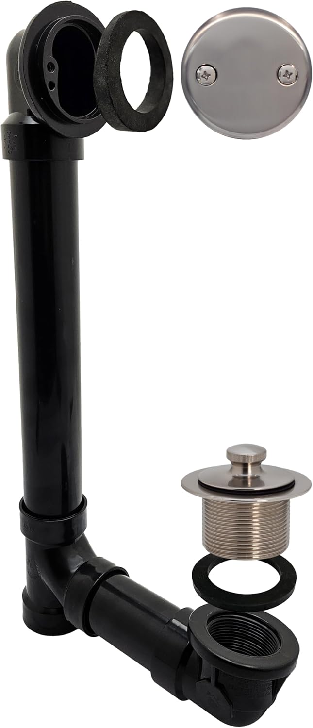 Westbrass Twist & Close Sch. 40 ABS Bath Waste with Two-Hole Elbow, Stainless Steel, D4941-20