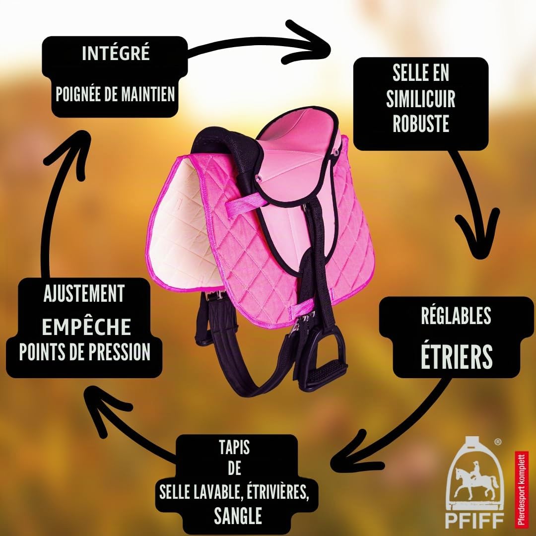PFIFF 103106 Kit de Selle pour Shettys ou Chevaux en Bois Rose