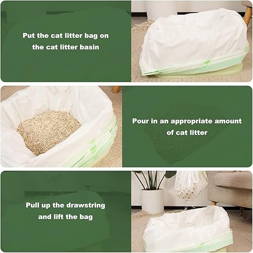 Miniatura 6 de Bolsas de arena para gatos, 56 bolsas de arena para gatos, suministros de limpieza con cordón duradero que contiene 48 bolsas de cribado con