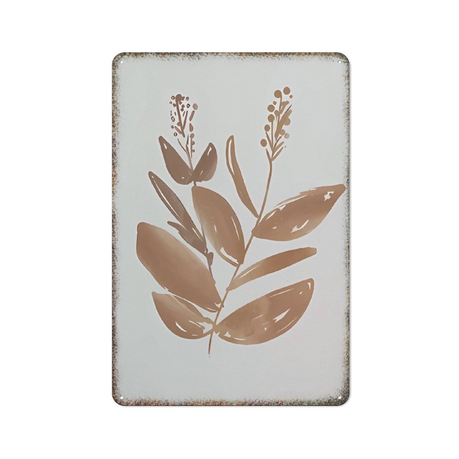 Elegant Beige Flower Painting Metal Poster Farmhouse Home Rustic Simple Style Art Wall Decor 8x12 Inch