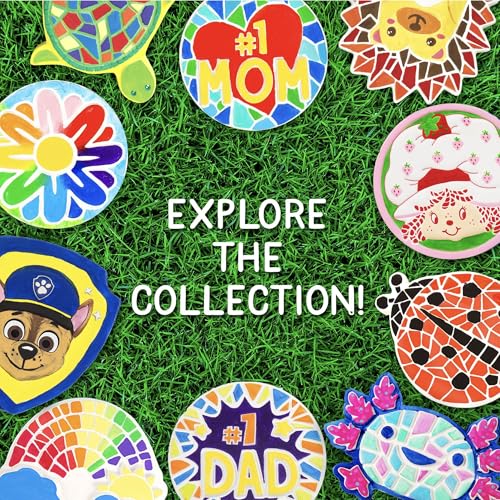 Image of Horizon Group USA Paint Your Own Ceramic Stepping Stone Kit, Arts and Crafts for Kids, Toddlers, and Adults, Strawberry Shortcake