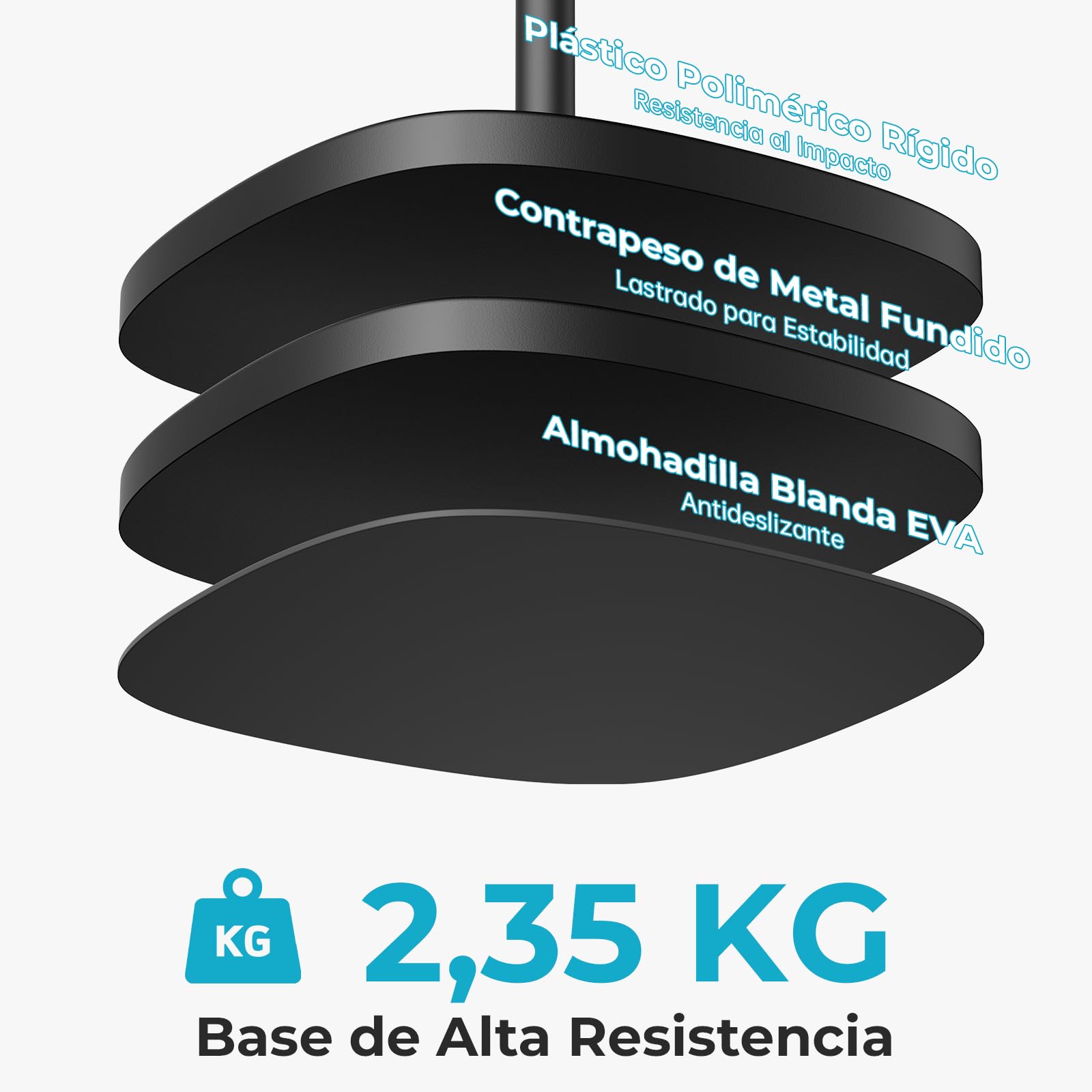 Soporte de Micrófono - Pie de Micro Universal con Base Ponderada Compacta + 2 Grapas Universales, Altura Ajustable de 55cm a 170cm para Karaoke en Casa, Actuaciones Callejeras y Escenarios
