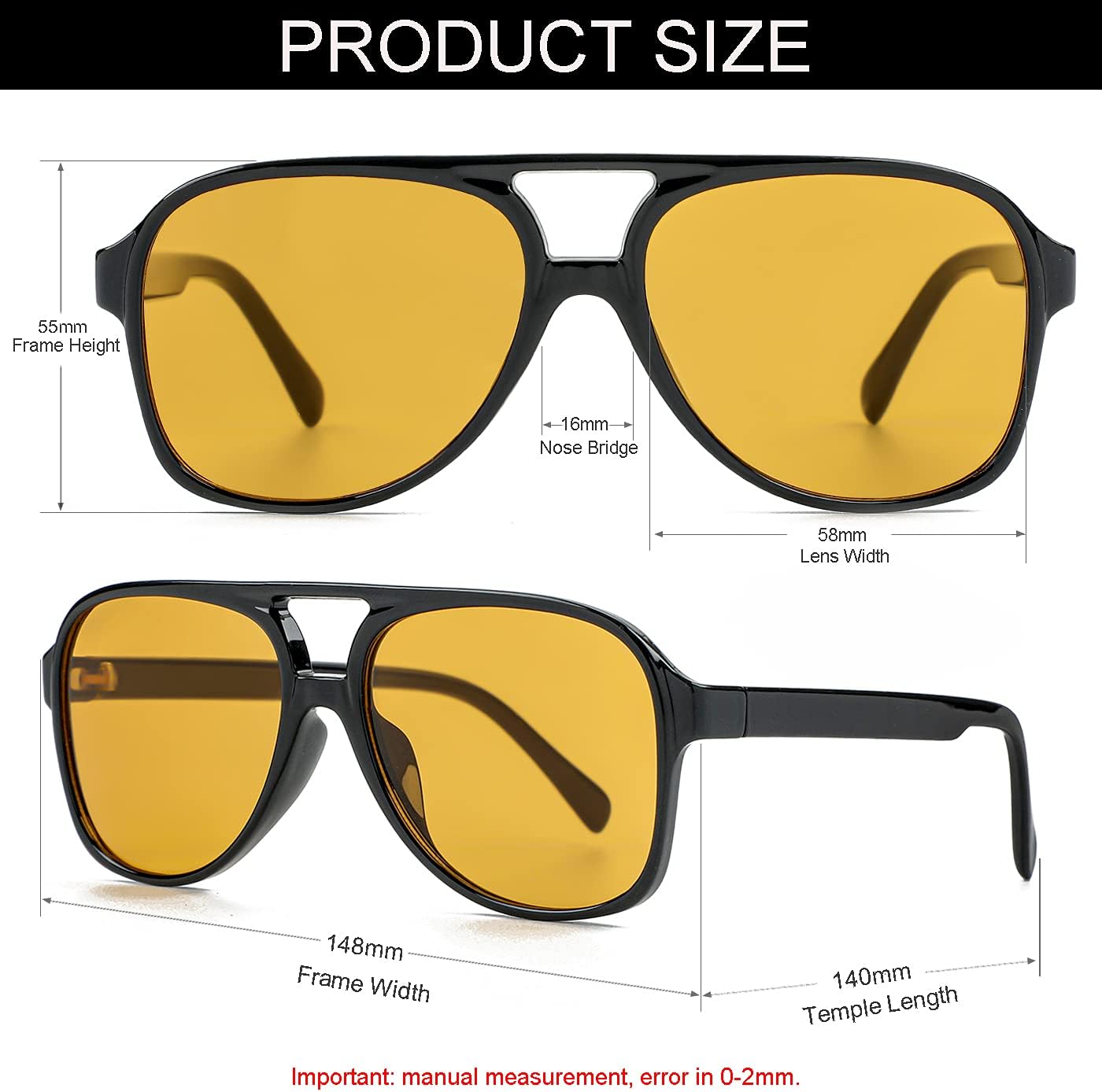 NIDOVIX Polarized Classic Vintage Aviator Sunglasses for Men Women Large Frame Retro 70s Sunglasses - Image 4