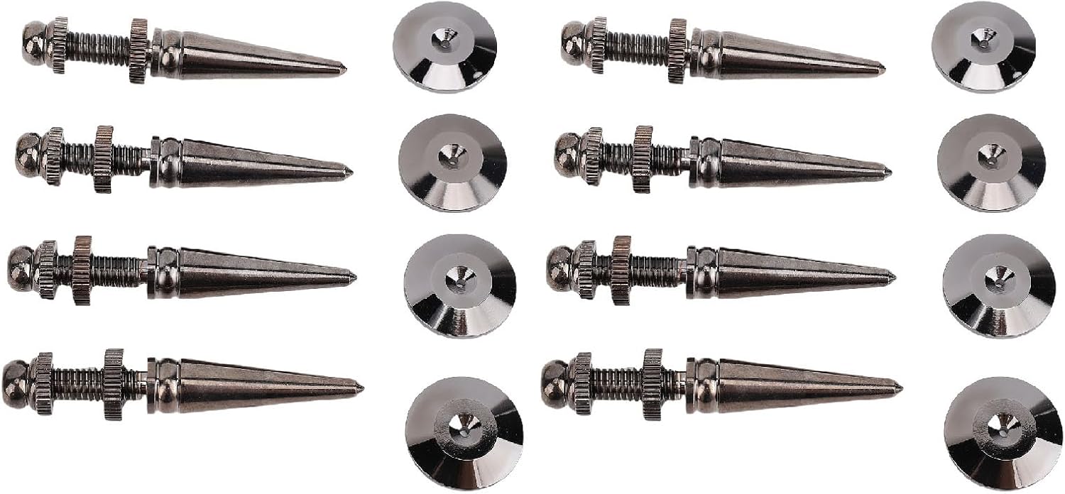 8pcs Copper Speaker Isolation Spikes with Base Pads - Adjustable Spikes for Speakers, Subwoofers, Amplifiers, Turntables, CDDVD Players, HiFi Audio Equipment