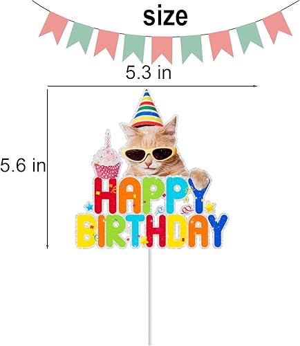 Miniatura 3 de Divertida decoración de pastel de gato para niños y niñas, suministros de fiesta de cumpleaños de gatos y mascotas, decoración de fiesta de