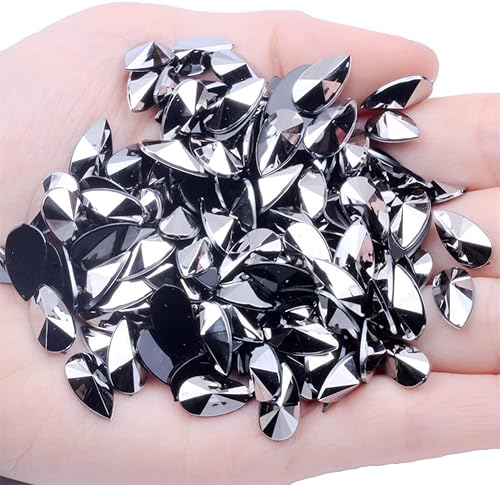 Miniatura 14 de 200 diamantes de imitación de gota de agua, diamantes de imitación de resina con parte trasera plana para manualidades, ropa, decoración de Verde AB