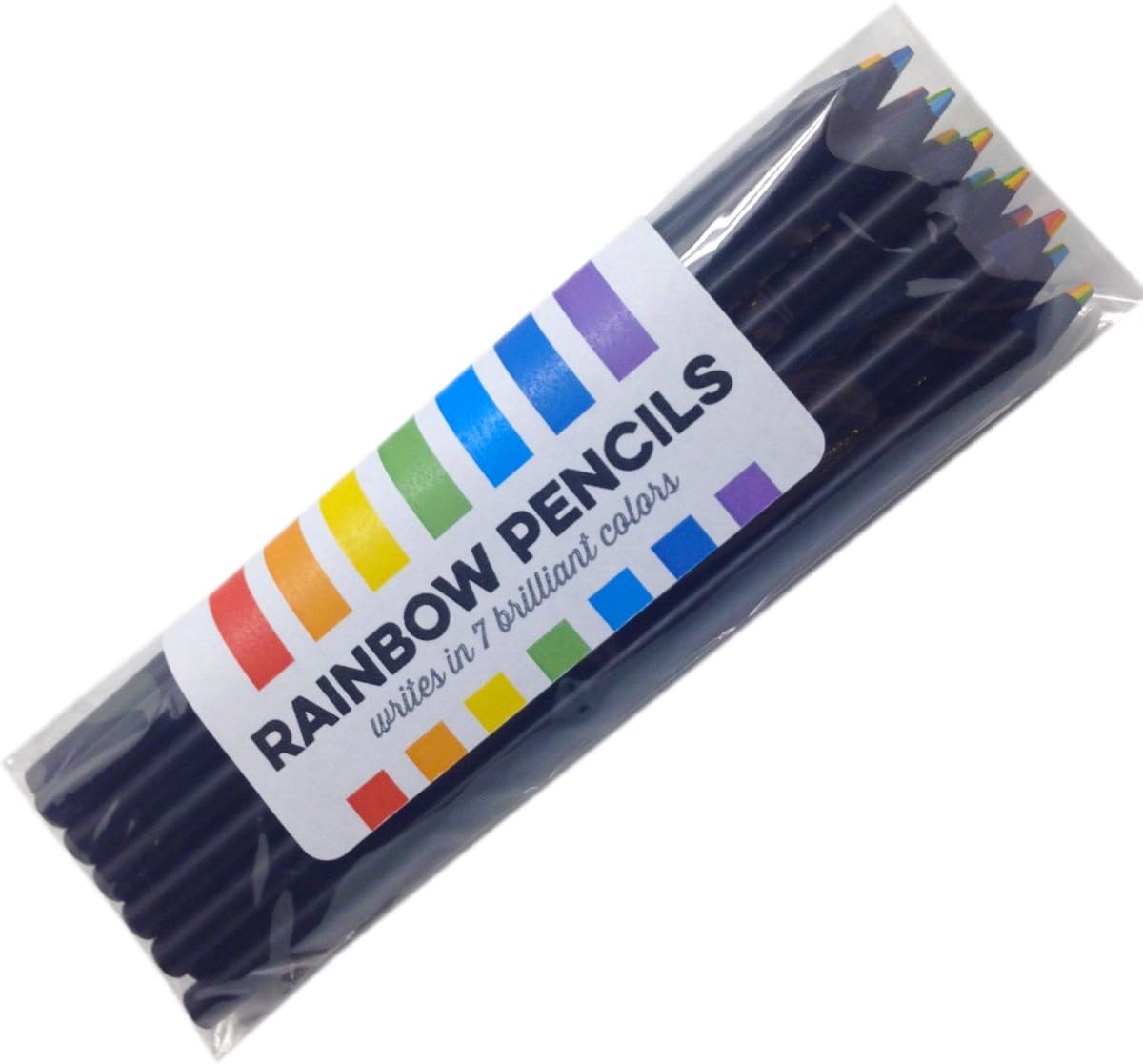 Rainbow Pencils - Black Wood Cedar - Write and Draw in 7 Brilliant Colors - Will Not Crumble