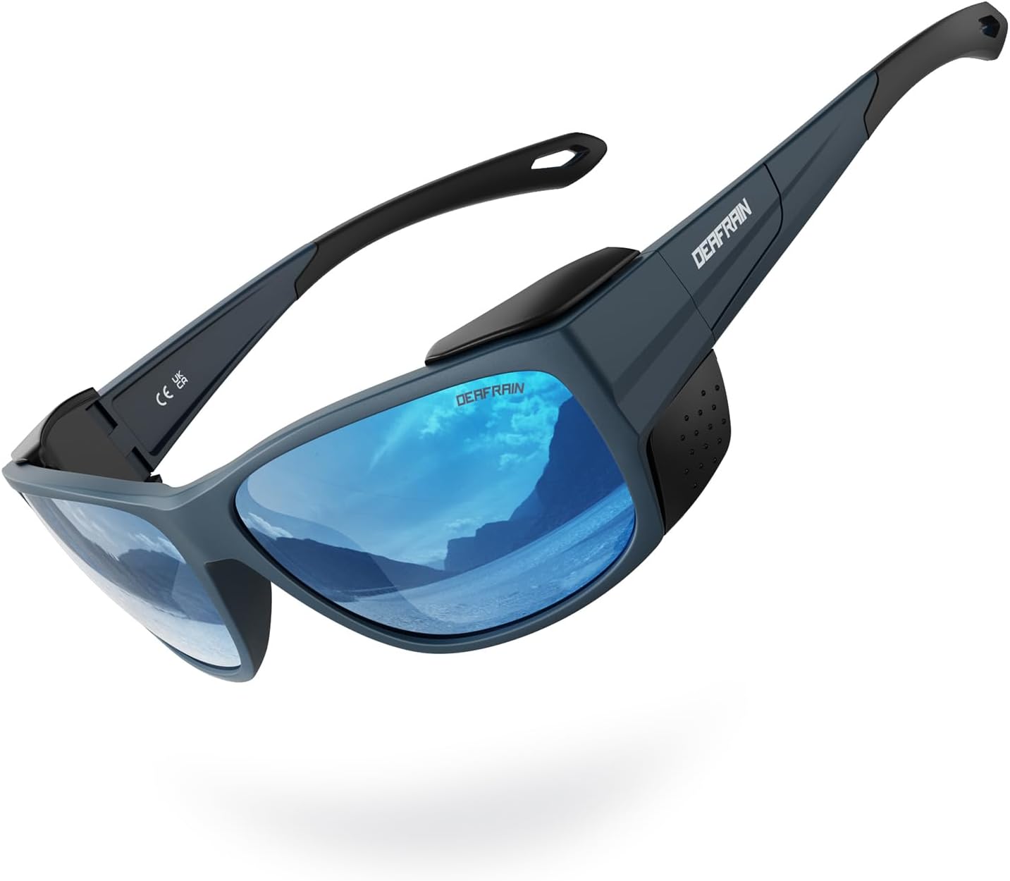 DEAFRAIN Sport Polarized Sunglasses for Men Women with Removable Side Shield for Hiking Skiing Climbing Glasses UV Protection