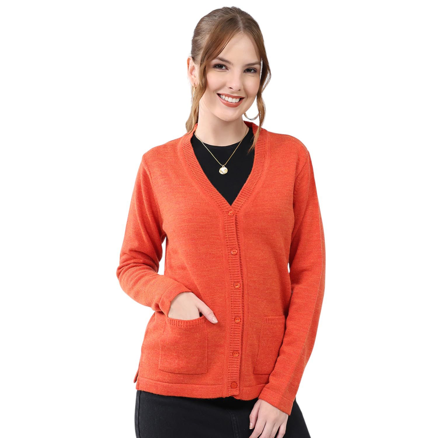 monte carlo Women’s Regular Fit Cardigan | Solid Design | V Neck | Full Sleeves | Button Closure | Stylish Warm Winter Fashion Knitwear Cardigan for Women (Pack of 1)-picture-22