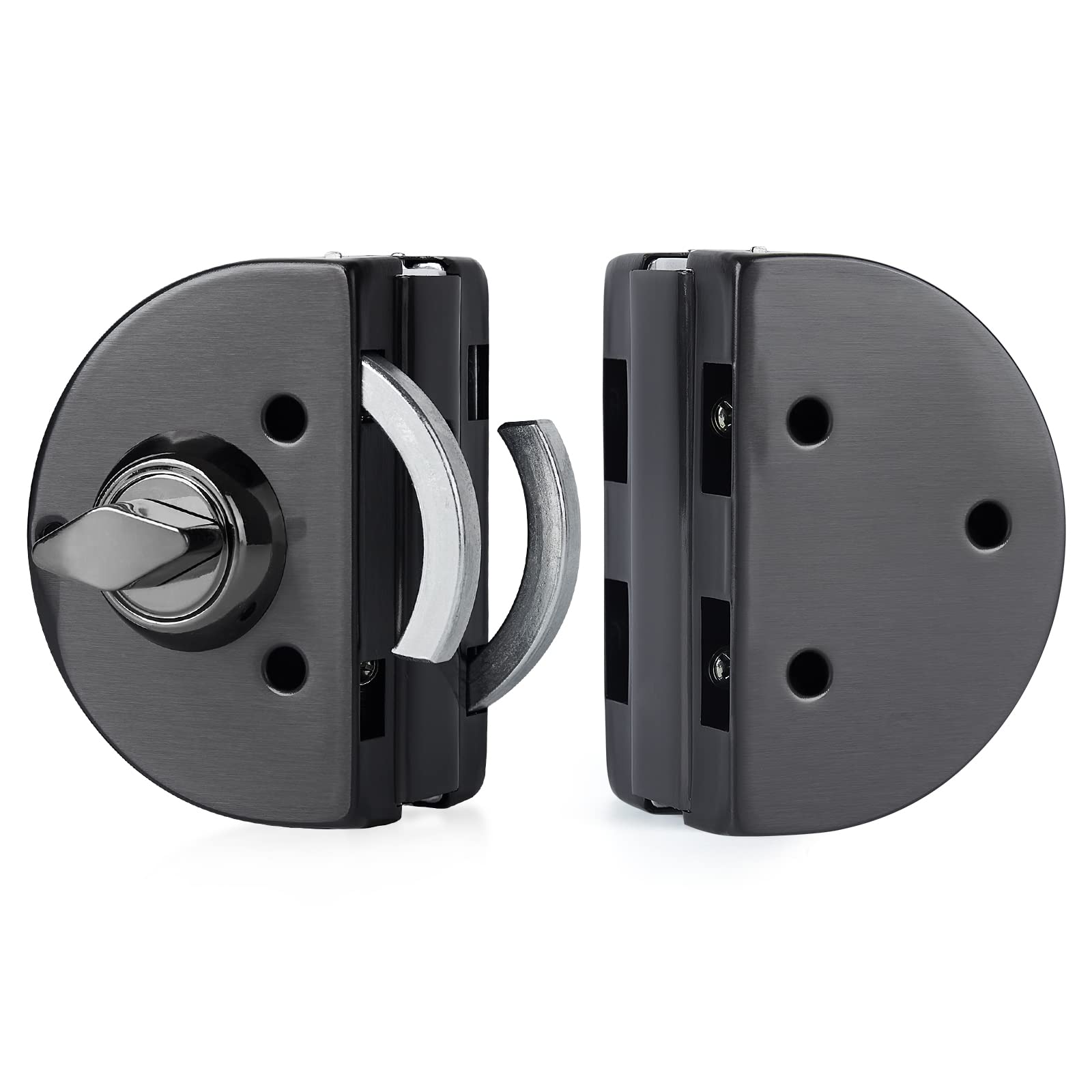 Ranbo Frameless Double-Sided Glass Door Lock,no Drilling,304 Stainless Steel,Suitable for 3/8''-1/2''(10mm-12mm) Sliding Glass Doors,Office Doors,Commercial Doors,Comes with 3 Keys,Brushed Black - Image 4