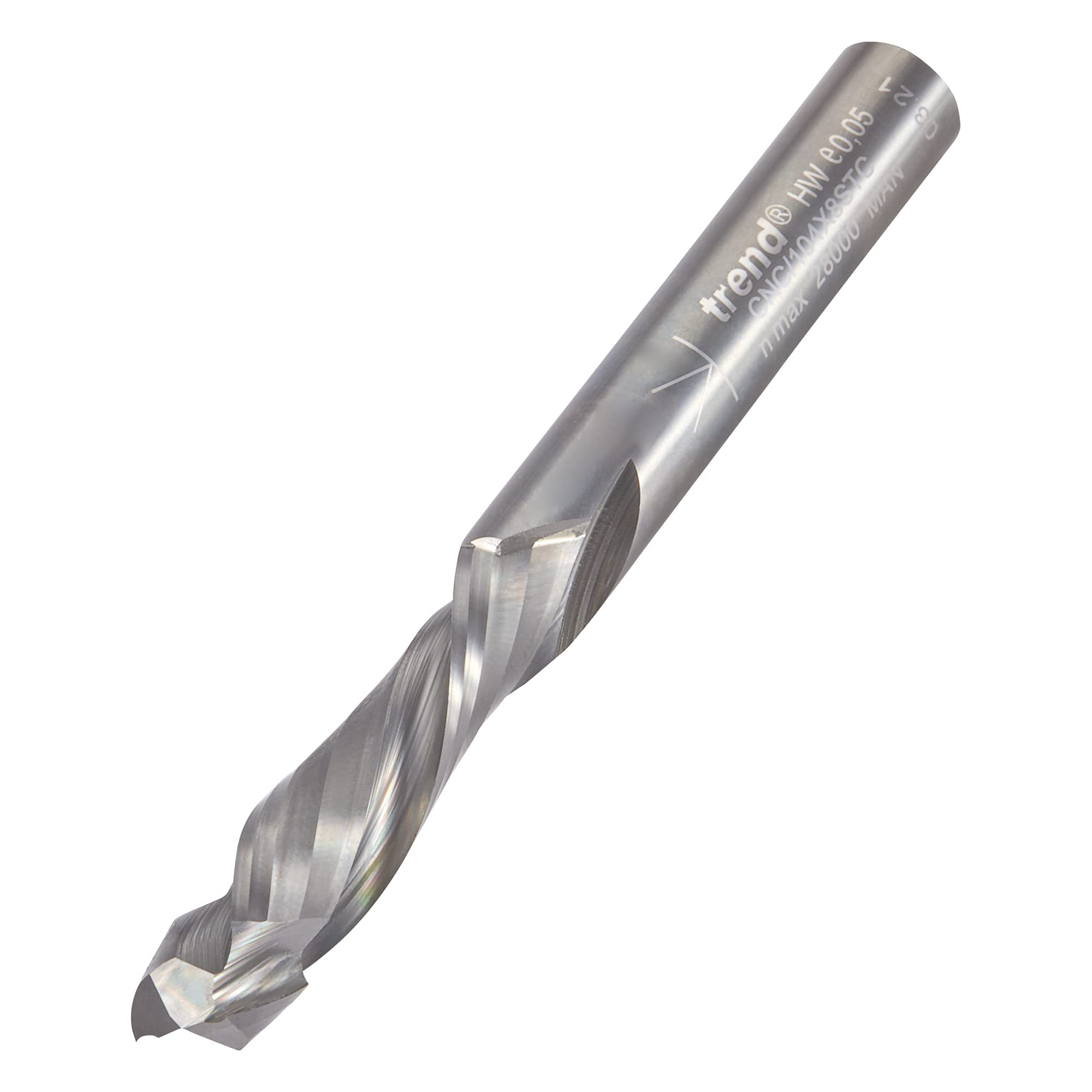 Trend frez spiralny do frezarki CNC z dolnym cięciem, trzpień 8 mm, średnica cięcia 8 mm, długość cięcia 32 mm, dwupiórowy, pełny węglik spiekany, CNC/104X8STC