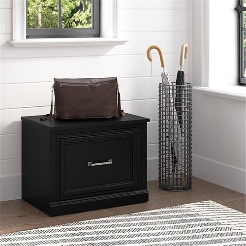 Miniatura 2 de Bush Furniture Woodland - Banco de zapatos pequeño con cajón  Organizador estrecho de calzado para entrada del hogar, vestíbulo y vestíbulo, 24 W,