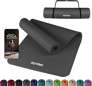 ALPIDEX Yoga Mat 183 x 60 x 0.8 cm Phthalate-Free Fitness Mat Carrying Strap Non-Slip Gymnastics Pilates Sports Physio Hii…