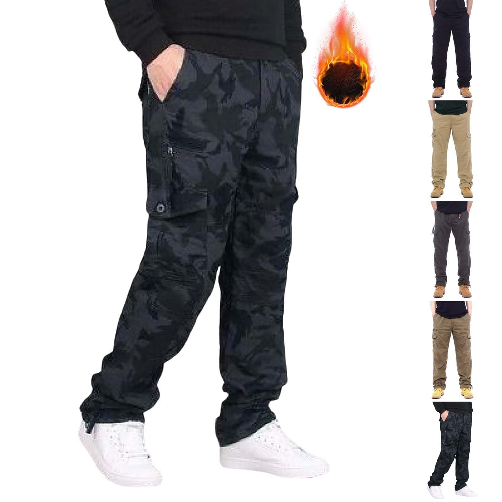 Pantalones de combate de forro polar cálido para hombre, pantalones cargo con forro polar cálido, pantalones de camuflaje retro, pantalones de senderismo de pierna recta, pantalones cálidos para