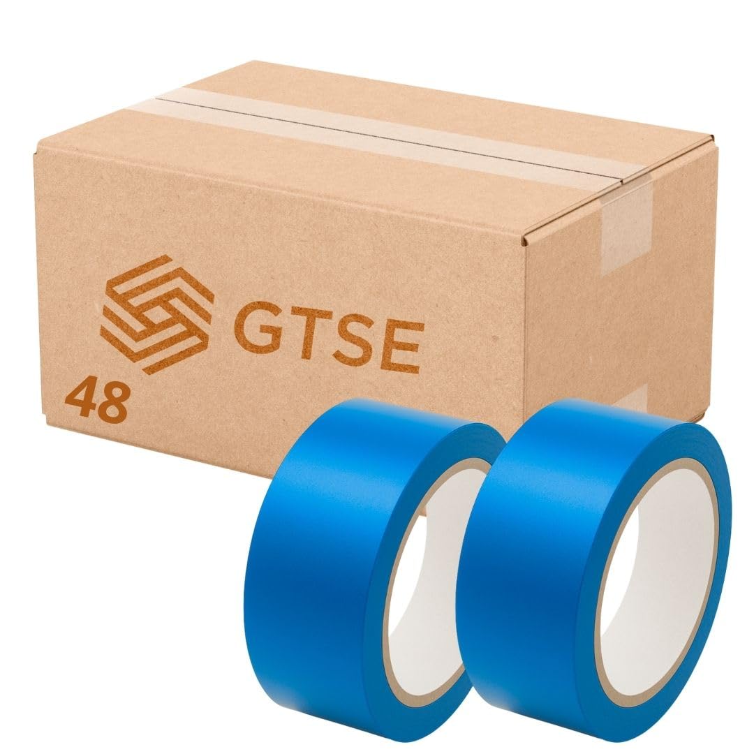 GTSE 50mm x 33m, Blue, PVC Vinyl Floor Tape, 48 Rolls, Safety Marking Tape, 0.15mm Thick, Suitable for Dance Floors, Gyms, Warehouse, Sports Industry