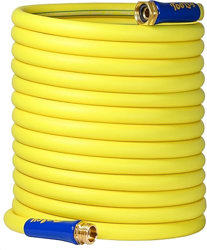 TOOLCY Manguera de jardín flexible de 25 pies, ligera manguera de agua resistente de 58 pulgadas con accesorios giratorios de latón macho a hembra,