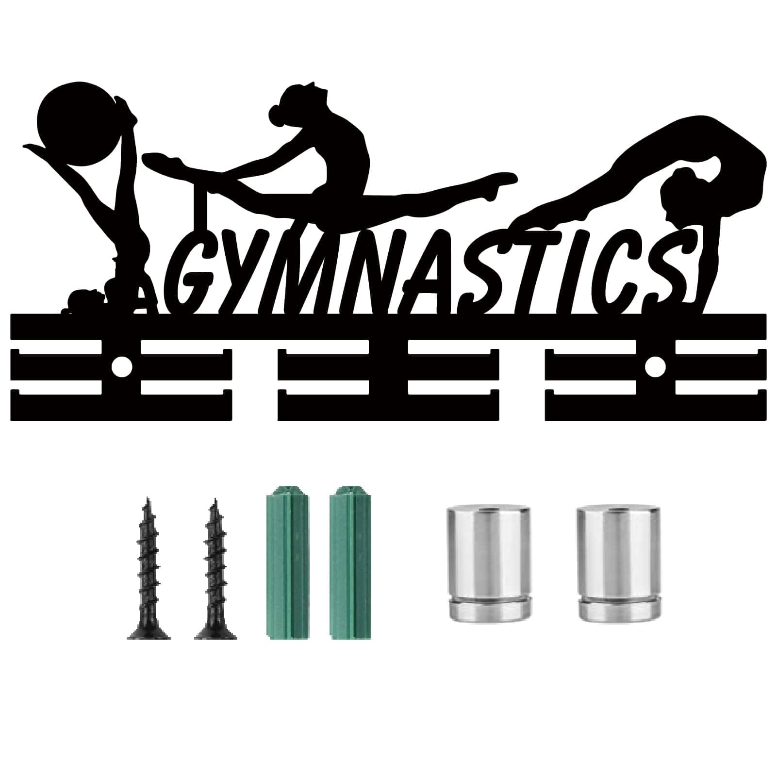 CREATCABIN Gymnastics Medal Holder Acrylic Medal Hanger Medal Rack Frames Hanging Awards Display Wall Mounted Decoration Hold 40+ Medals Gift for Gymnasts Player Race Winner Women Black 11.4x5.1 Inch