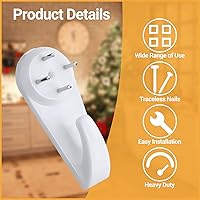 Vista 3 de Barydat 100 ganchos para luces de cadena de luces de hadas, sin taladrar, invisibles, resistentes para colgar en la pared de ladrillo al aire libre