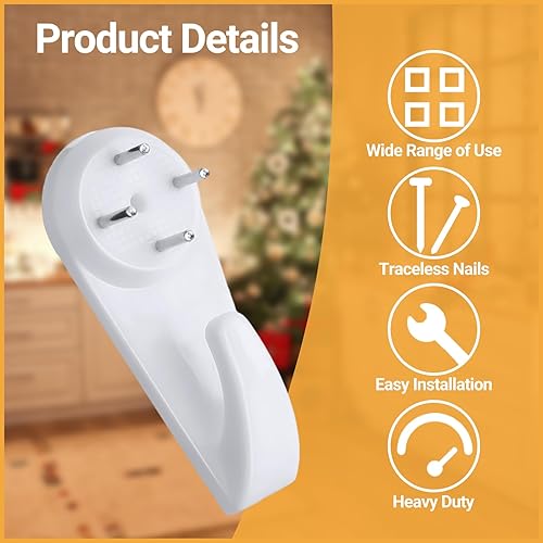 Miniatura 3 de Barydat 100 ganchos de luz de cadena de Navidad, ganchos de luces de hadas, sin perforación, invisibles, resistentes para colgar en la pared de