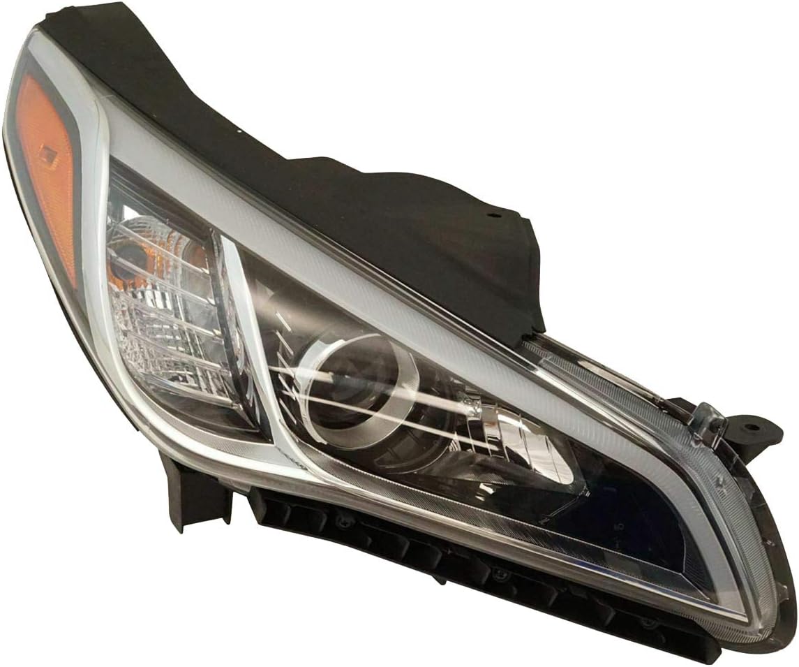 Front Aftermarket Halogen Headlamp Headlight Assembly w/o HID Replaces 92102C2000 HY2503183 Compatible with 2015 2016 2017 Sonata | Right Passenger 1pc
