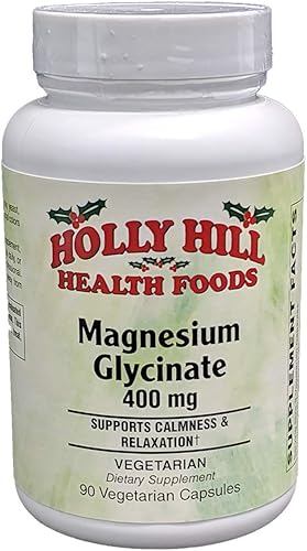 Holly Hill Health Foods Glicinato de magnesio 400 mg, 90 cápsulas vegetarianas