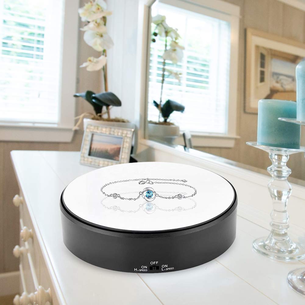 Piatto girevole elettrico, piatto girevole a 360 gradi con telecomando per fotografia, piattaforma girevole automatica, supporto girevole per la presentazione di gioielli, orologi, prodotti digitali