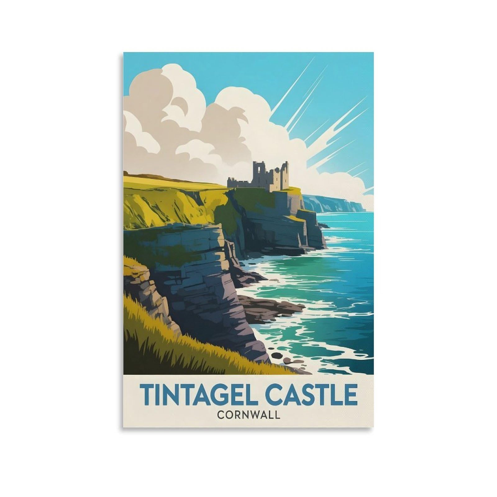 EZMLFA 5D Diamond Painting Kits for Adults,Tintagel Castle Cornwall,for Adults Beginners of All Ages, Round Full Drill Arts and Crafts Gems Home Wall Decor 50x60cm