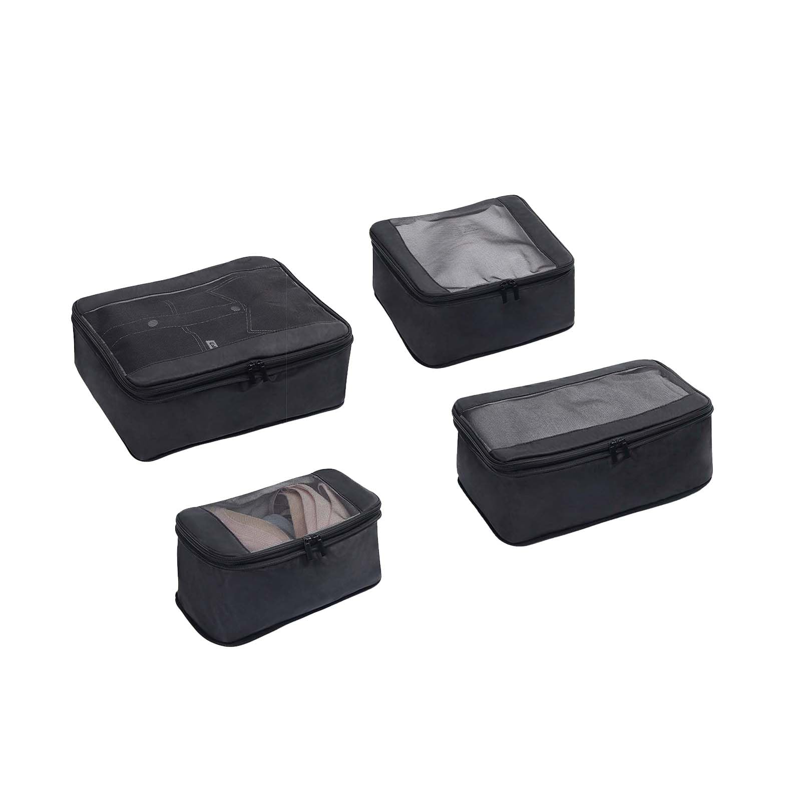 GOTENTIFYCompression Packing Cubes for Travel Luggage Packing Organizer Set, 4 PCS，Expandable Cubes for Suitcases, for Travel Essentials Bag or Home Storage (Black, 4Pcs)