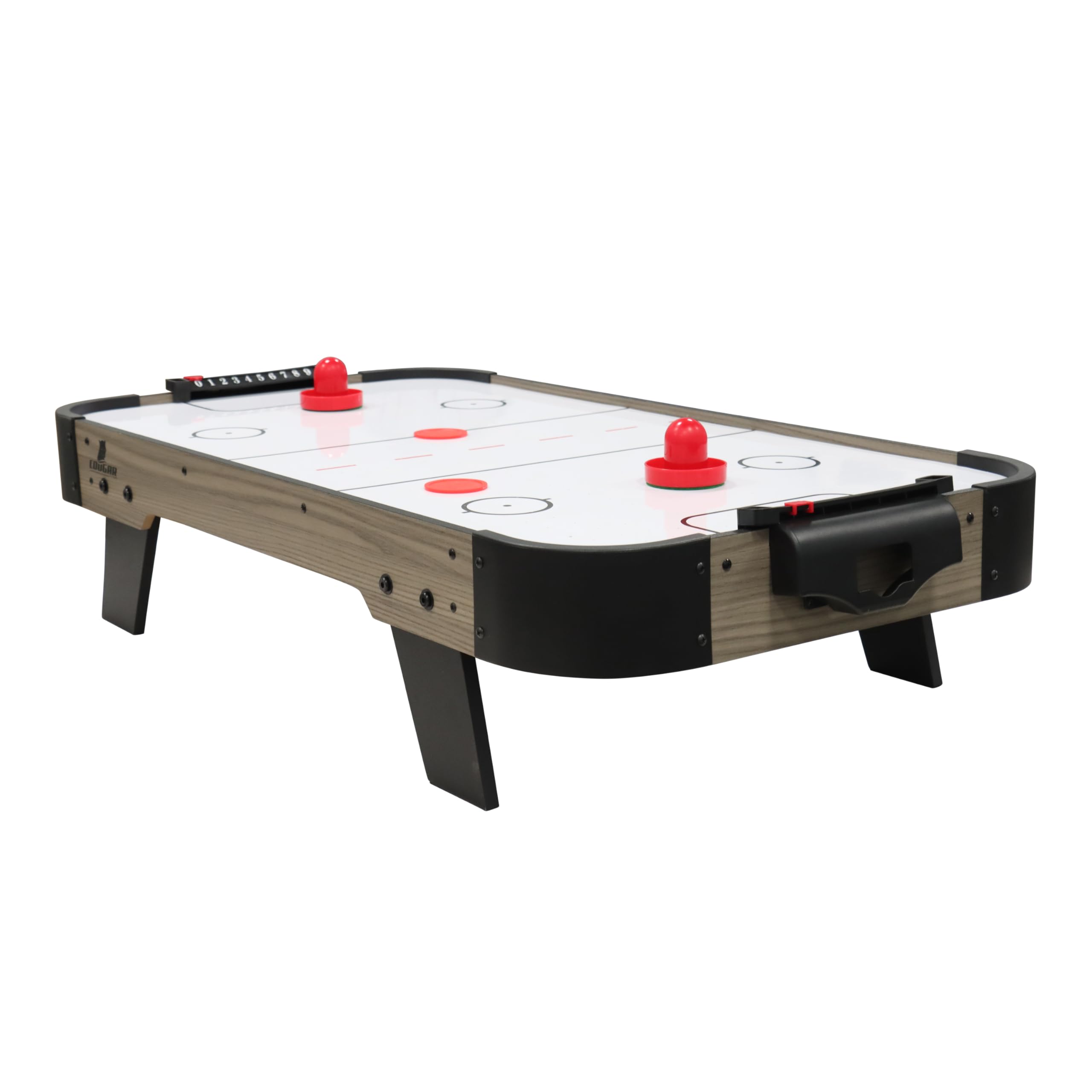 Cougar Mini Table De Air Hockey, 3Ft, Chêne/Grise | Table D' Air Hockey avec Accessoires (Palets Et Poussoirs) | pour Tous Les âges - Moteur Électrique 12 V | Dimensions : 92 X 51,5 X 25 Cm