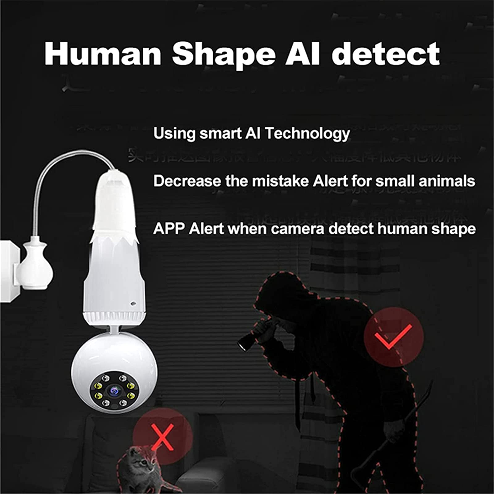 1080P Lampe Caméra Sans Fil Wifi Caméra IP Panoramique E27 Ampoule PTZ Vision Nocturne Bidirectionnelle Audio Vidéo Surveillance De Sécurité 360 Rotation